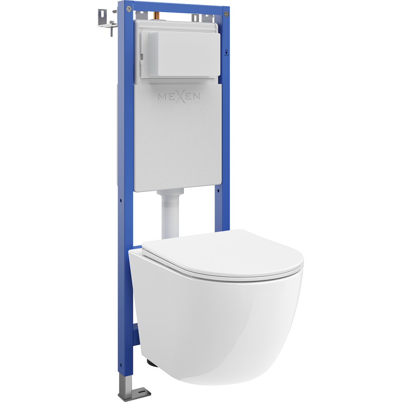 Mexen Lena szűk, sarok WC beépített készlet Tex W WC-ülőkével és lassan csukódó ülőkével, fehér - 610530220300