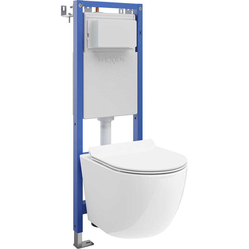 Mexen Lena alaplapos WC falba építhető szett, keskeny, sarokra szerelhető Tex W WC-csészével és lassan záródó