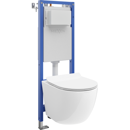 Mexen Lena alaplapos WC falba építhető szett, keskeny, sarokra szerelhető Tex W WC-csészével és lassan záródó