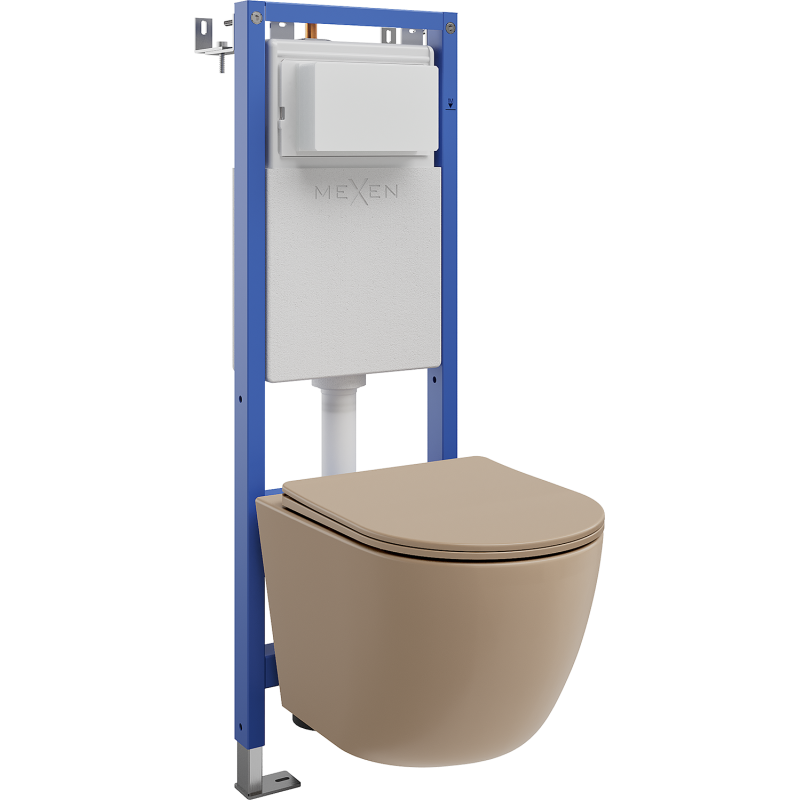 Mexen Lena WC süllyesztett keret szett, keskeny, sarok Tex W WC csészével és lassú záródású WC-ülőkével, matt