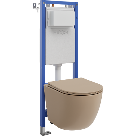 Mexen Lena set încastrat WC cadru îngust, colț Tex W cu vas WC și capac cu închidere lentă, cappuccino mat - 610530224064