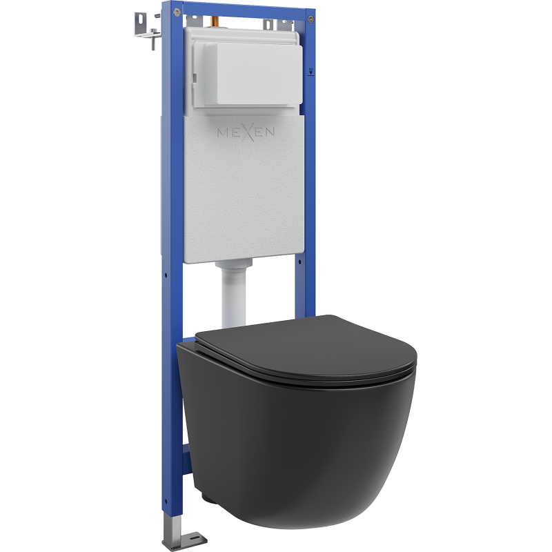 Mexen Lena set WC încastrat cu cadru îngust, colțar Tex W cu vas WC și capac cu închidere lentă, negru mat - 610530221085