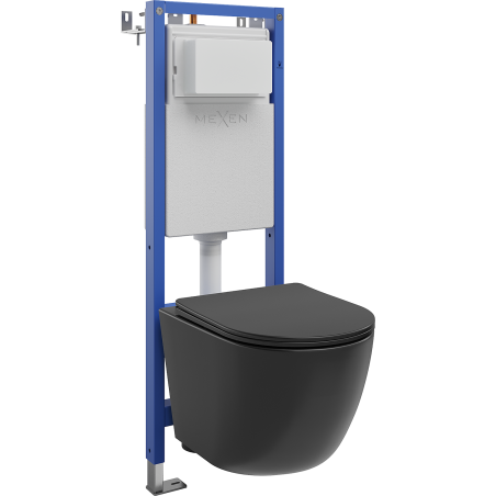 Mexen Lena set WC încastrat cu cadru îngust, colțar Tex W cu vas WC și capac cu închidere lentă, negru mat - 610530221085