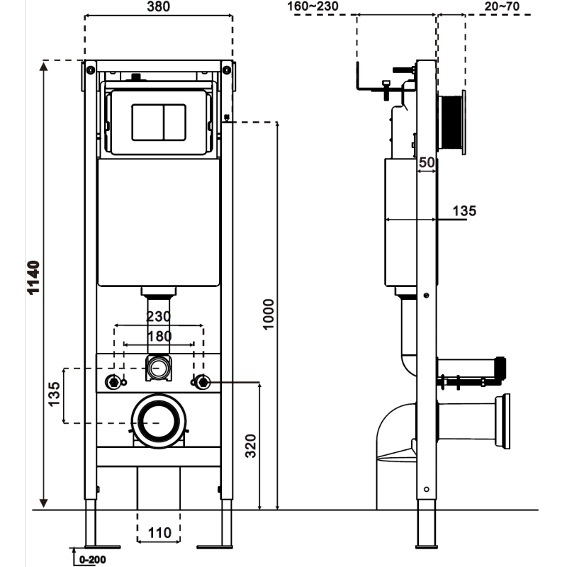 Mexen Carmen szűk WC alatti készlet sarokváz, szögletes Tex W WC csészével és lassan záródó ülőkével, fekete matt