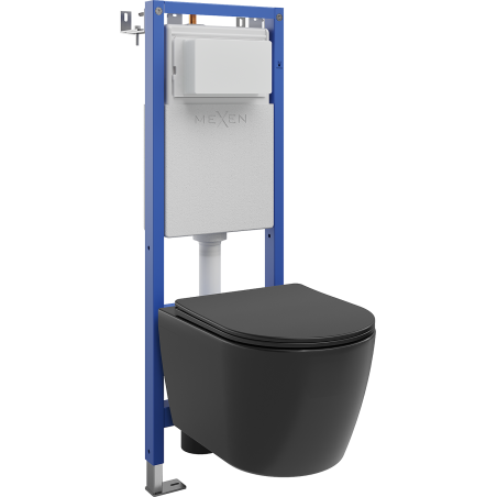 Mexen Carmen WC süllyesztett készlet keskeny, sarokkeretes Tex W függő WC csészével és lassan záródó WC ülőkével,