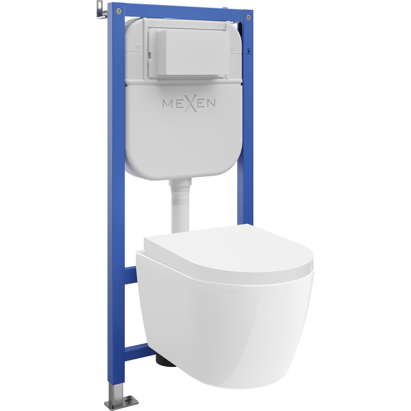Mexen Carmen WC beépített tartály készlet Tex Air E pneumatikus tokkal, WC csészével és lassan csukódó fedéllel,