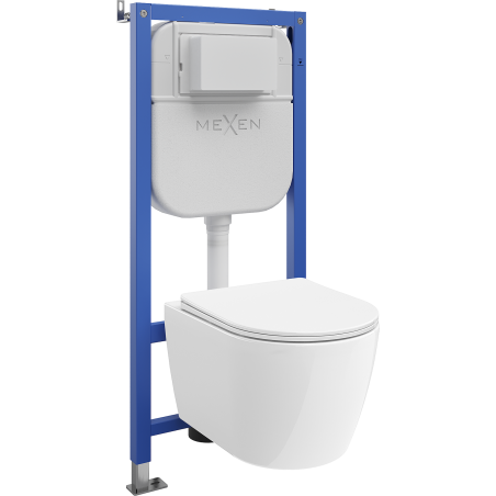 Mexen Carmen WC falba alatti készlet Tex E keret Tornado WC-csészével és lassan záródó fedéllel, fehér - 610930880300T