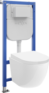 Mexen Lena Tex E rejtett WC tartály készlet WC csészével és lassan záródó ülőkével, fehér - 610930220200