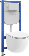 Mexen Lena WC beépített készlet Tex E szerkezet Tornado WC csészével és lassan csukódó deszkával, fehér