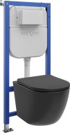 Mexen Lena set încastrat WC cadru pneumatic Tex Air E cu vas WC Tornado și capac cu închidere lentă, negru mat