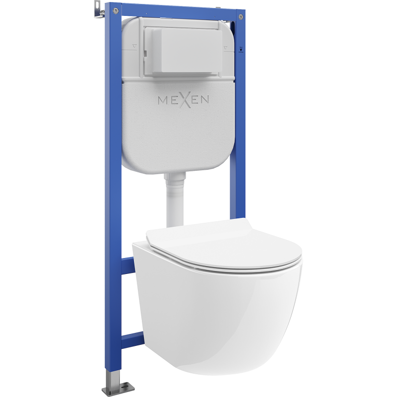 Mexen Lena WC alapkészlet pneumatikus kerettel Tex Air E függesztett WC-vel és lassú záródású deszkával, fehér