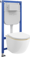 Mexen Lena Tex Air E WC pneumatikus rejtett tartálykészlet WC-csészével és lassan záródó ülőkével, fehér/arany