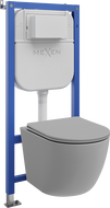Mexen Lena szerelhető WC készlet Tex E konzollal, WC csészével és lassan záródó üléssel, világosszürke matt
