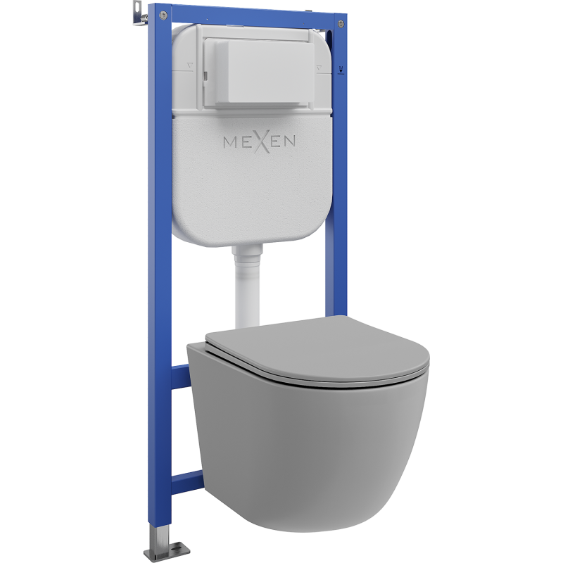 Mexen Lena set încastrat WC cadru pneumatic Tex Air E cu vas WC și capac cu închidere lentă, gri deschis mat - 610930224061A