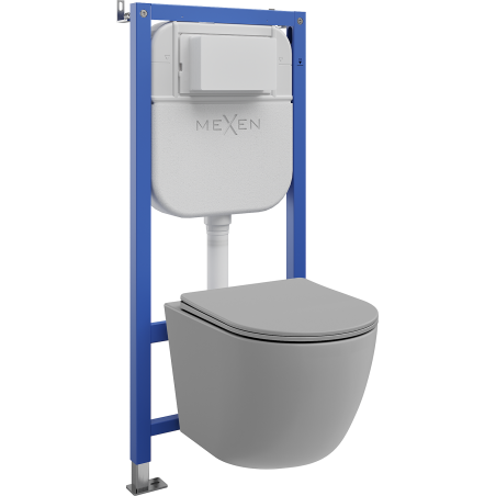 Mexen Lena set încastrat WC cadru pneumatic Tex Air E cu vas WC și capac cu închidere lentă, gri deschis mat - 610930224061A