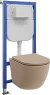 Mexen Lena süllyesztett WC készlet Tex Air E pneumatikus kerettel, WC-csészével és lassan záródó deszkával, mákos