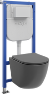 Mexen Lena falra szerelhető WC Tex E tartóláb WC-csészével és lassan záródó üléssel, sötét szürke matt