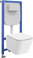 Mexen Madox rejtett WC készlet Tex Air E pneumatikus tartószerkezettel, WC csészével és lassan csukódó ülőkével,