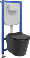 Mexen Rico set încastrat WC cadru Tex E cu vas WC Tornado și capac cu închidere lentă, negru mat - 610930720185T