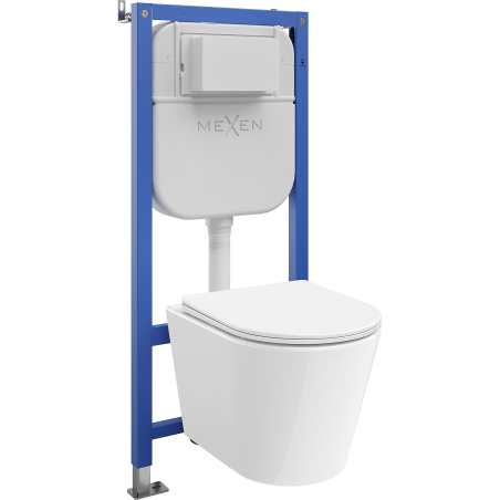 Mexen Rico süllyesztett WC készlet Tex Air E pneumatikus kerettel, Tornado WC-csészével és lassan záródó WC-ülőkével,