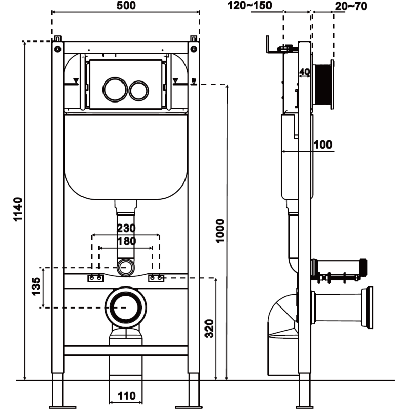 Mexen Rico set incastrat WC cadru pneumatic Tex Air E cu vas WC Tornado și capac cu închidere lentă, alb - 610930720500TA