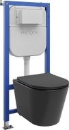 Mexen Rico set WC în perete, cadru pneumatic Tex Air E cu vas WC Tornado și capac cu cădere lentă, negru mat