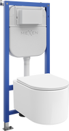 Mexen Sofia set încastrat WC cu cadru pneumatic Tex Air E cu vas de WC Tornado și capac cu închidere lentă, alb