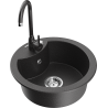 Mexen Diego chiuvetă granitică cu o singură cuvă cu robinet de bucătărie Telma, negru pătat - 6512-76-670200-76