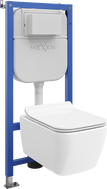 Mexen Stella Tex E rejtett WC tartály készlet WC csészével és lassan záródó WC tetővel, fehér - 610930680800