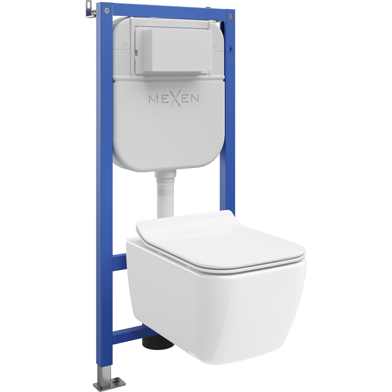 Mexen Stella WC süllyesztett készlet Tex Air E pneumatikus kerettel, WC csészével és lassan csukódó ülőkével, fehér