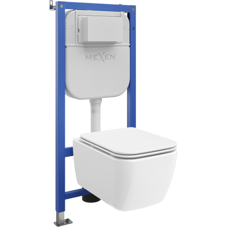Mexen Stella Tex Air E WC süllyesztett pneumatikus keret, WC csésze és lassan záródó ülőke, fehér - 610930680900A