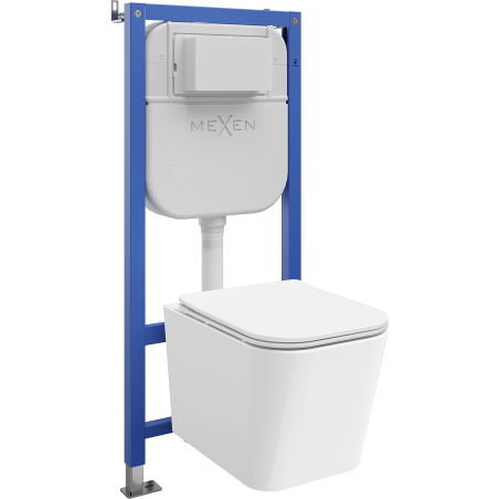 Mexen Teo Tex E WC tartály falba építhető készlet WC Tornado csészével és lassan csukódó ülőkével, fehér