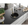 Mexen Diego chiuvetă de granit cu 1 cuvă și baterie de bucătărie Telma, negru - 6512-77-670200-50