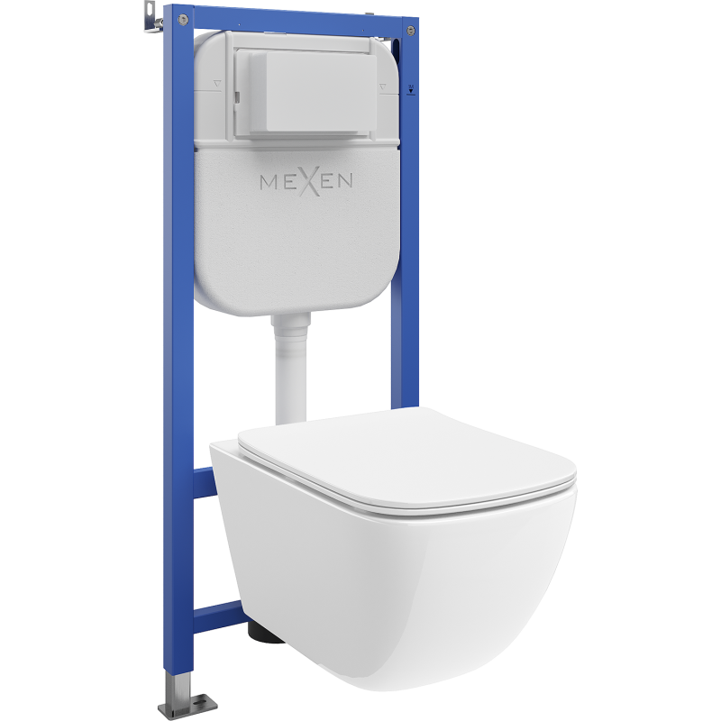 Mexen Timo WC falon telepítési készlet Tex Air E pneumatikus kerettel, Tornado WC csészével és lassan záródó