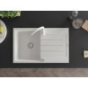 Mexen Bruno chiuvetă de granit cu 1 compartiment, cu scurgător și baterie de bucătărie Telma, albă - 6513-20-670200-20
