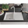 Mexen Bruno chiuvetă de granit cu 1 compartiment, cu scurgător și baterie de bucătărie Telma, albă - 6513-20-670200-20