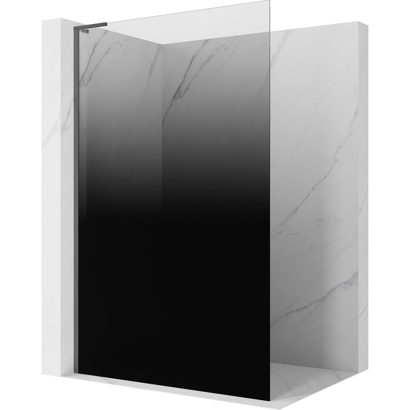 Mexen Kioto L Walk-in zuhanyfal 70 x 200 cm, fekete ombre 8 mm, szálcsiszolt szürke - 800-070-103-66-76