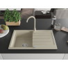 Mexen Bruno chiuvetă de bucătărie din granit cu 1 cuvă cu scurgător și baterie Telma, bej - 6513-69-670200-69