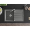 Mexen Bruno chiuvetă de granit cu un compartiment, cu picurător și  baterie de bucătărie Telma, Gri - 6513-71-670200-00