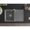 Mexen Bruno chiuvetă de granit cu un compartiment, cu picurător și  baterie de bucătărie Telma, Gri - 6513-71-670200-71