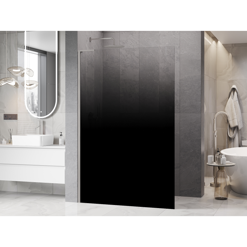 Mexen Kioto L Walk-in zuhanyfal 110 x 200 cm, fekete ombre 8 mm, szálcsiszolt nikkel - 800-110-103-97-76