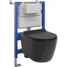 Mexen Carmen set încastrat WC cadru pneumatic Tex Air XS-F cu vas WC Tornado și capac cu închidere lentă, negru mat