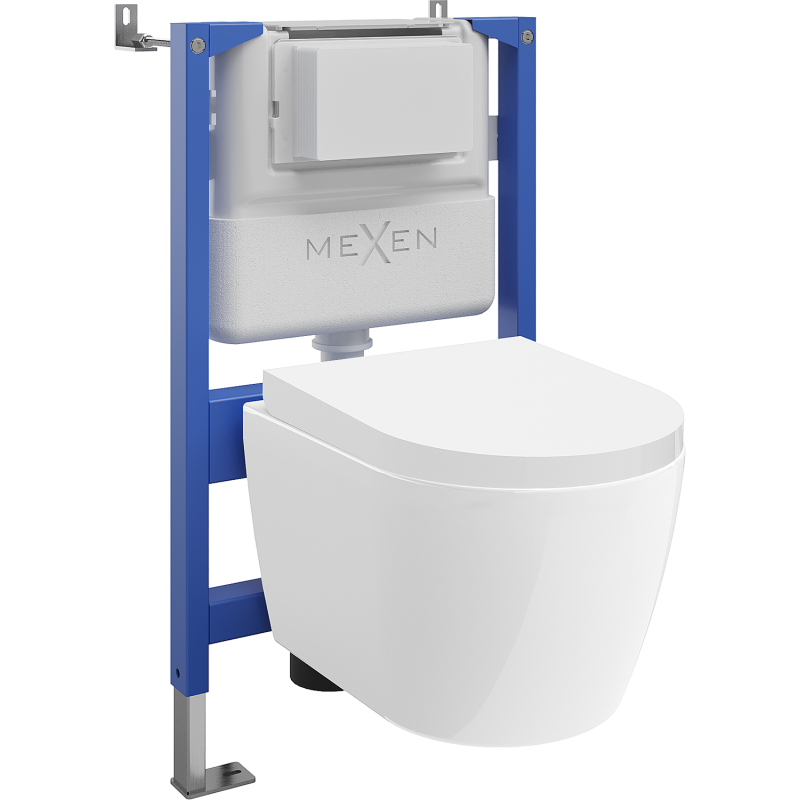 Mexen Carmen set încastrat WC cadru pneumatic Tex Air XS-F cu vas WC și capac cu închidere lentă, alb - 610830880200A