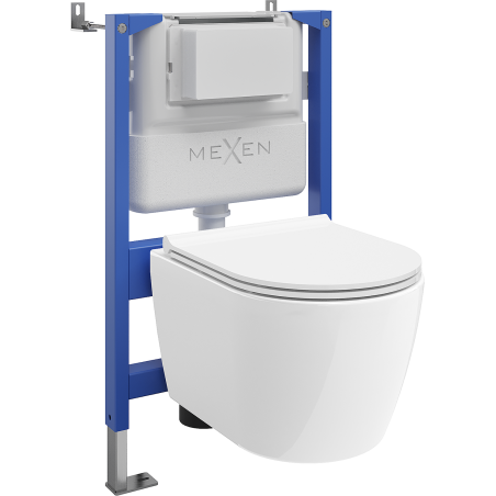 Mexen Carmen Tex Air XS-F fehér süllyesztett WC keret pneumatikus öblítéssel WC kagylóval és lassan záródó ülőkével