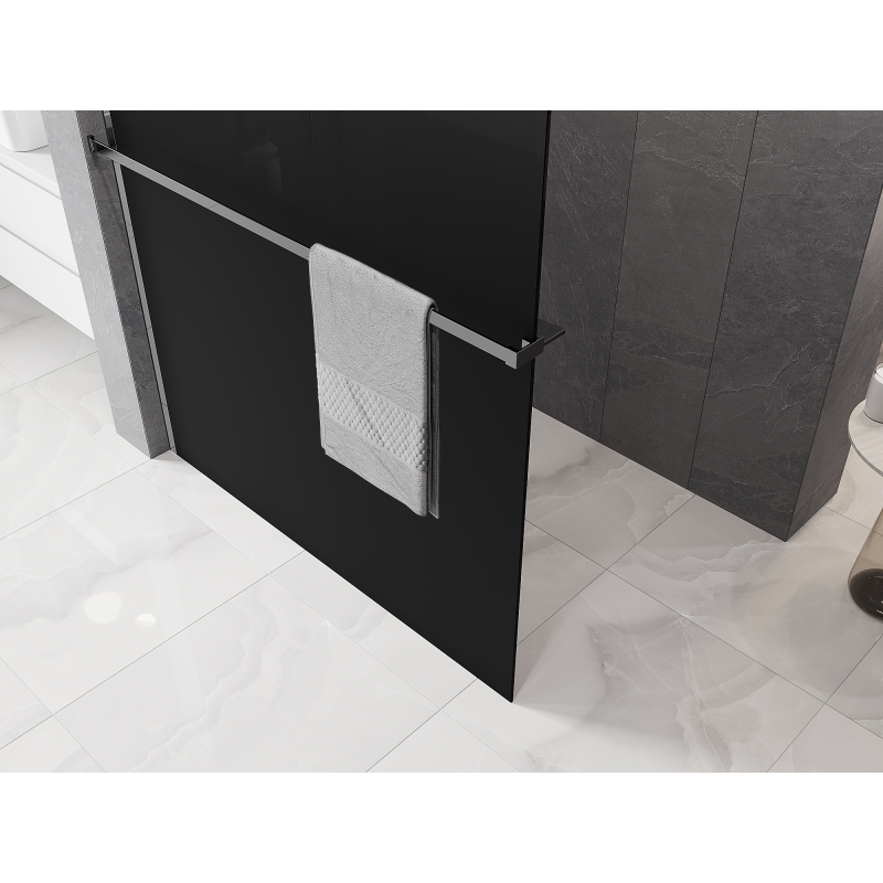 Mexen Kioto+ zuhanyfal polccal Walk-in 90 x 200 cm, ombre fekete 8 mm, króm - 800-090-121-01-76