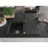 Mexen Bruno chiuvetă din granit 1-cameră cu scurgător și baterie de bucătărie Telma, negru/argintiu - 6513-73-670200-70