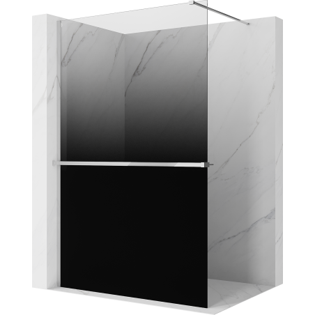 Mexen Kioto+ zuhanyfal polccal Walk-in 150 x 200 cm, ombre fekete 8 mm, króm - 800-150-121-01-76