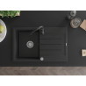 Mexen Bruno chiuvetă din granit cu 1 cuvă, cu scurgător și baterie de bucătărie Telma, negru/argintiu - 6513-73-670200-70