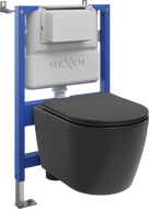 Mexen Carmen set încastrat WC cadru pneumatic Tex Air XS-F cu vas WC și capac cu coborâre lentă, negru mat - 610830881085A