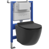Mexen Lena set încastrat WC cu cadru pneumatic Tex Air XS-F cu vas WC și capac cu închidere lentă, negru mat - 610830220185A
